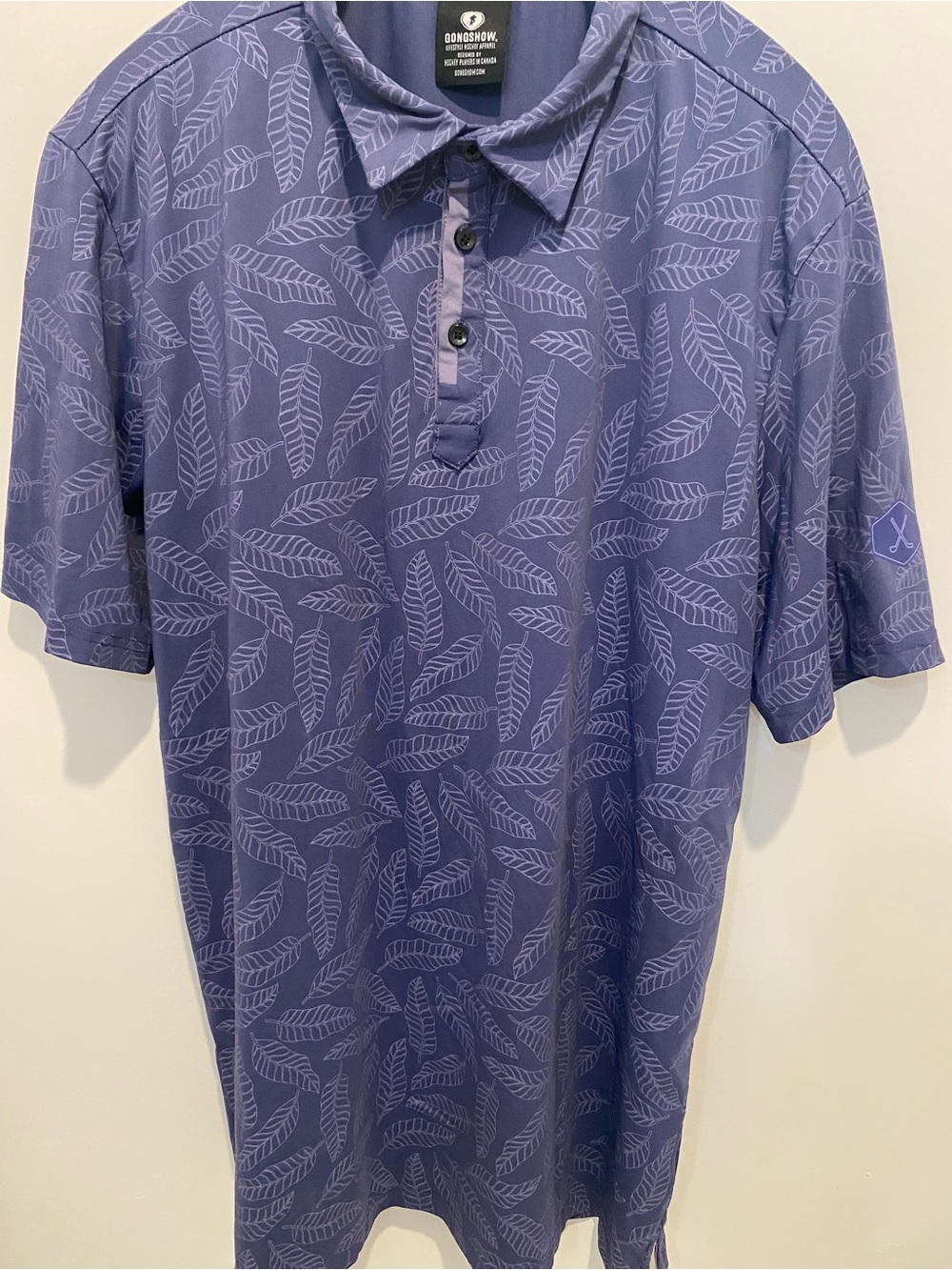 Men's blue Leaf-Print Golf Shirt
